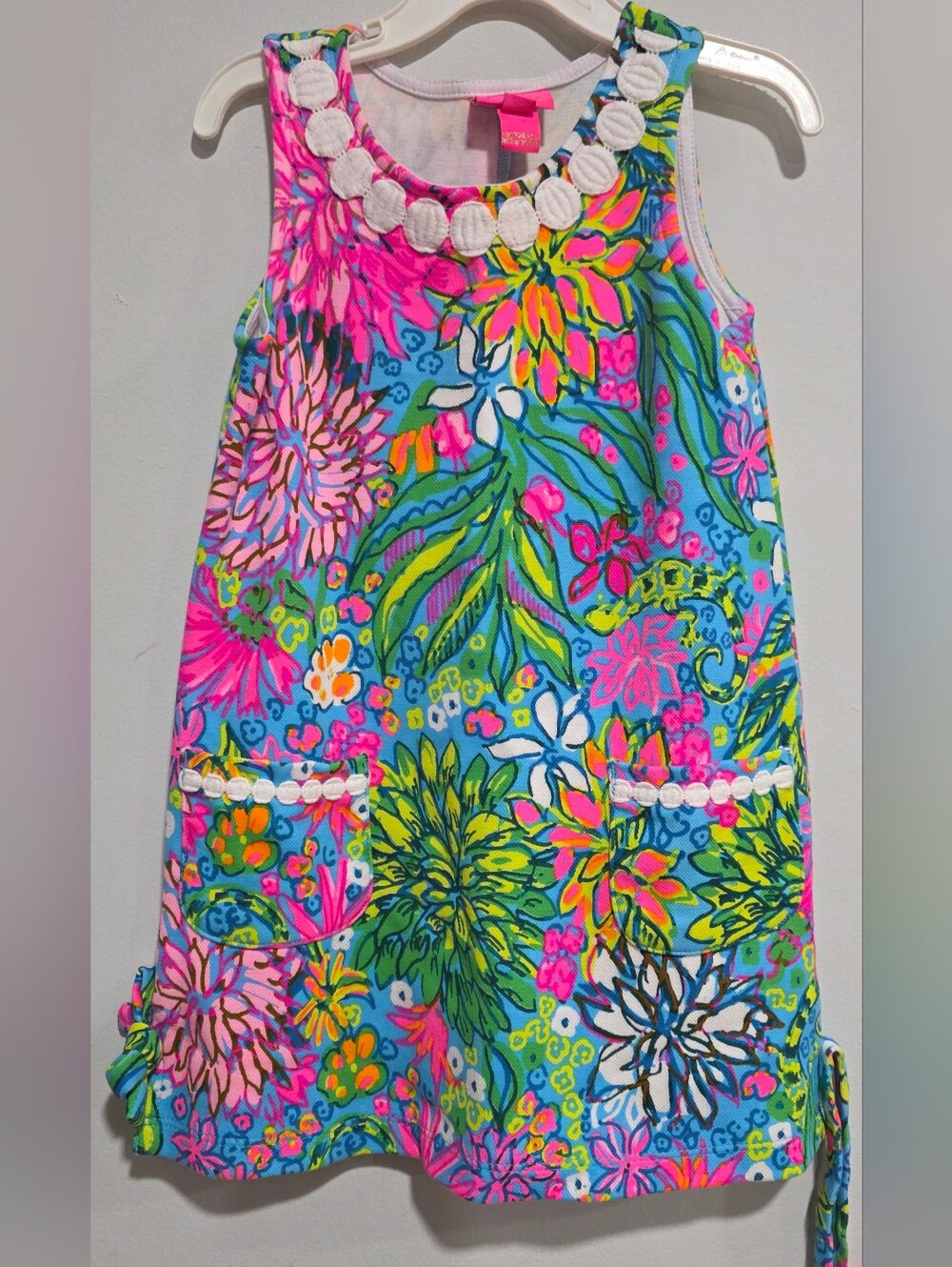 Lilly Pulitzer Blue Floral Shift Dress with Pink & Green Accents